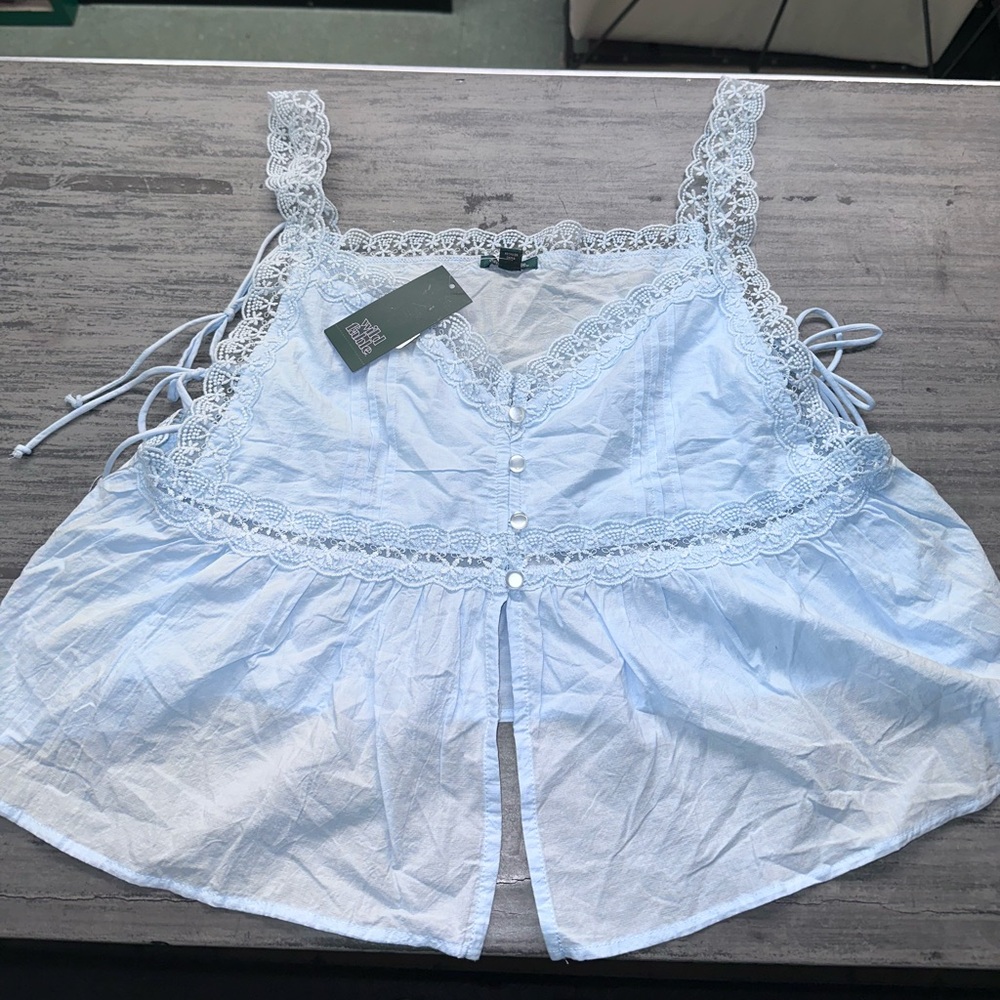 Wild Fable White Lace Trim Crop Top
